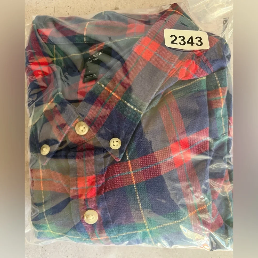 J. Crew Shirt Mens XL Tartan Plaid Oxford Button Down Long Sleeve Preppy Classic